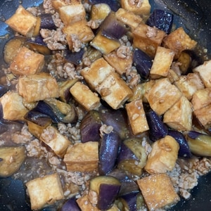 「作り置き」茄子と厚揚げひき肉のピリ辛煮
